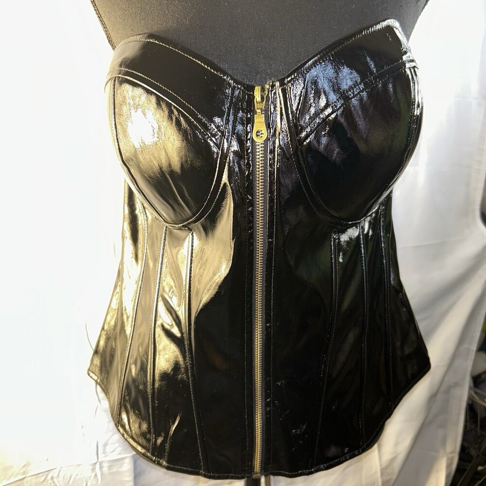 Fashion NovaSexy Black Stretch Pleather Strapless Corset Lingerie Plus Size 1X